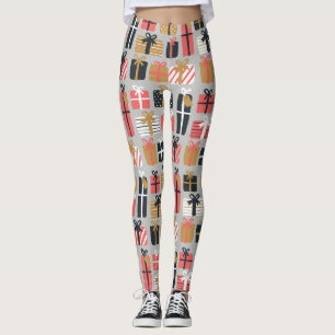 Christmas Pink Black Gifts Holidays Leggings
