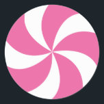 CHRISTMAS PINK CANDY CLASSIC ROUND STICKER<br><div class="desc">Christmas candy part of the cute cookies and cocoa christmas collection</div>