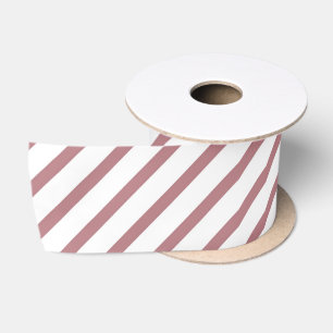 Christmas Pink Dusty Rose White Stripes Pattern Satin Ribbon