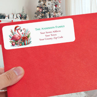 Christmas Pink Flamingo Greenery Name