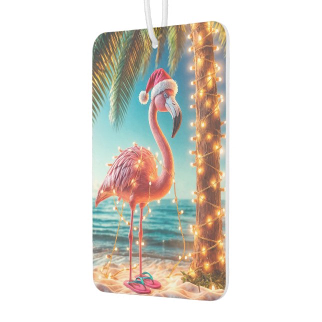 Christmas Pink Flamingo In Tangled Lights Air Freshener (Left)