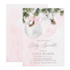 Christmas Pink Girl Baby Sprinkle Invitation