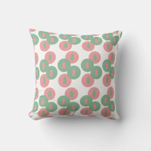 Christmas Pink Green Dot Christmas Tree Festive Throw Pillow