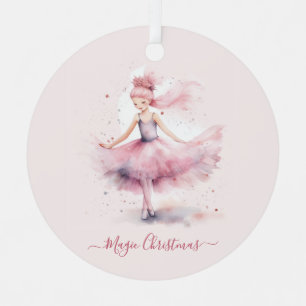Christmas pink Sugar plum fairy Metal Ornament