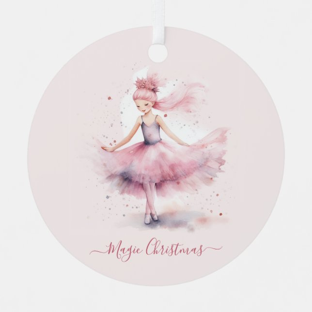 Christmas pink Sugar plum fairy Metal Ornament (Front)