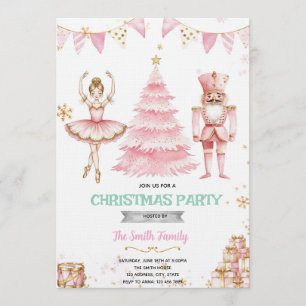 Christmas pink sugar plum nutcracker Invitation