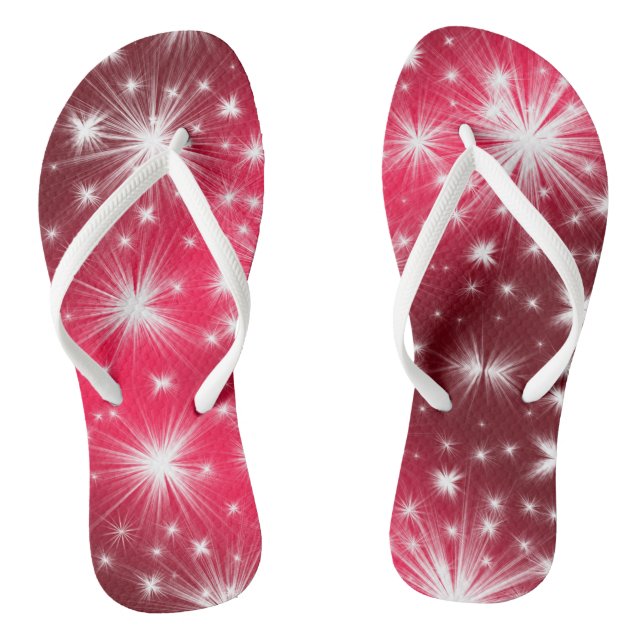 Christmas Pink White Holidays Flip Flops (Footbed)