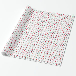 Christmas Pirate Skulls on White Wrapping Paper