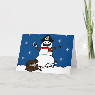 Christmas Pirate Snowman Holiday Card