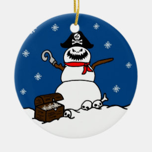 Christmas Pirate Snowman Ornament