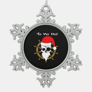 Christmas Pirates T Shirt Snowflake Pewter Christmas Ornament