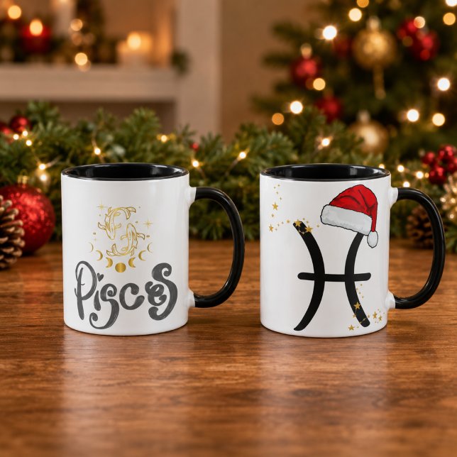 Christmas Pisces Zodiac Santa Hat Mug (Creator Uploaded)