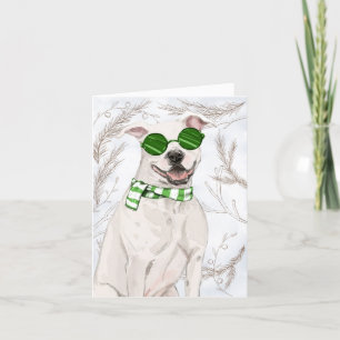 Christmas Pit Bull and Botanical Pines Holiday Card