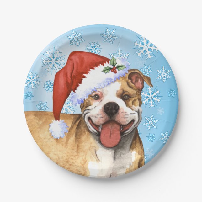 Christmas Pit Bull Paper Plate (Front)