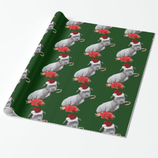 Christmas pitbull dog green wrapping paper
