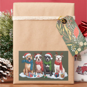 Christmas Pitbull Dog Owner Gift Holiday Xmas Sticker