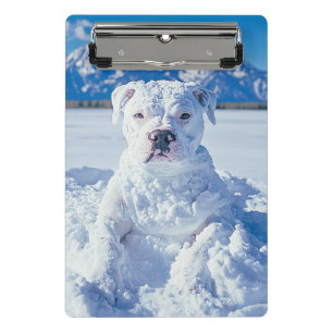 Christmas Pitbull Dog Snowman Mini Clipboard