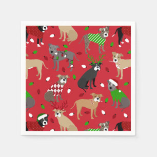 Christmas Pitbull Dogs Napkin