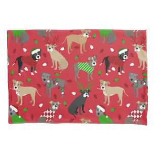 Christmas Pitbull Dogs Pillowcase