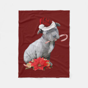 Christmas pitbull puppy fleece blanket