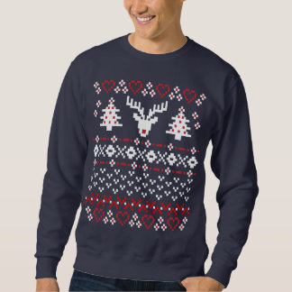 Christmas Pixel Sweater Pullover Sweatshirt: Red/W