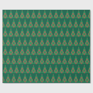 Christmas pixelated tree wrapping paper