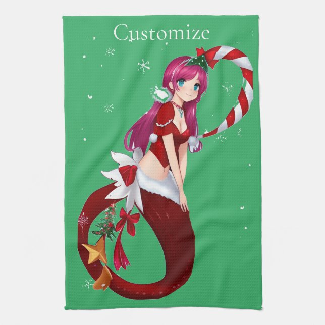Christmas Pixie Mermaid Thunder_Cove Kitchen Towel (Vertical)