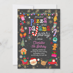 Christmas Pizza and Pajama Party Invitation