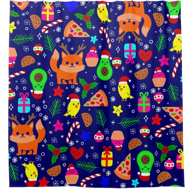 christmas pizza chick bird avocado blue (Front)