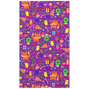 christmas pizza chick bird avocado purple tablecloth