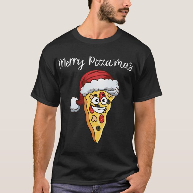 Christmas Pizza Funny Merry Pizzamas - Xmas Piza L T-Shirt (Front)