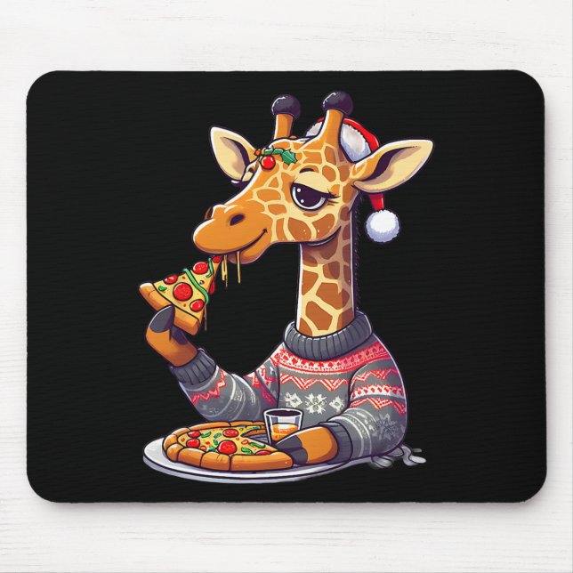 Christmas Pizza Giraffe  Mouse Pad (Front)