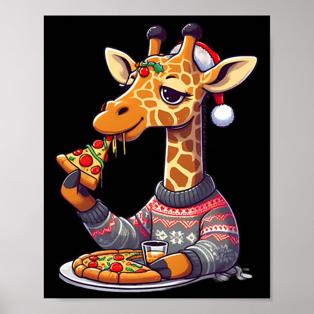 Christmas Pizza Giraffe  Poster (Front)