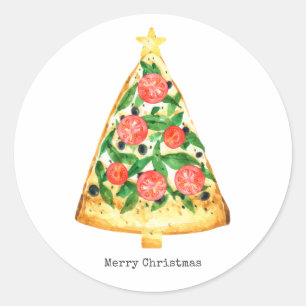 Christmas Pizza Slice Classic Round Sticker