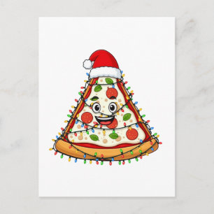 Christmas Pizza Slice with Santa Hat for Foodies Postcard