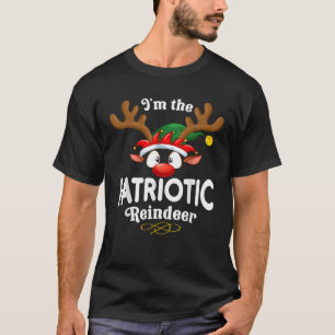 Christmas PJS Patriotic XMas Reindeer Matching  T-Shirt