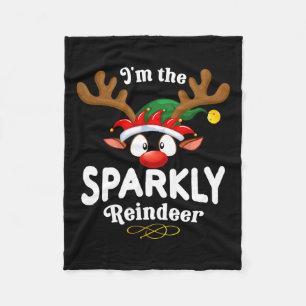 Christmas Pjs Sparkly Xmas Reindeer Matching  Fleece Blanket