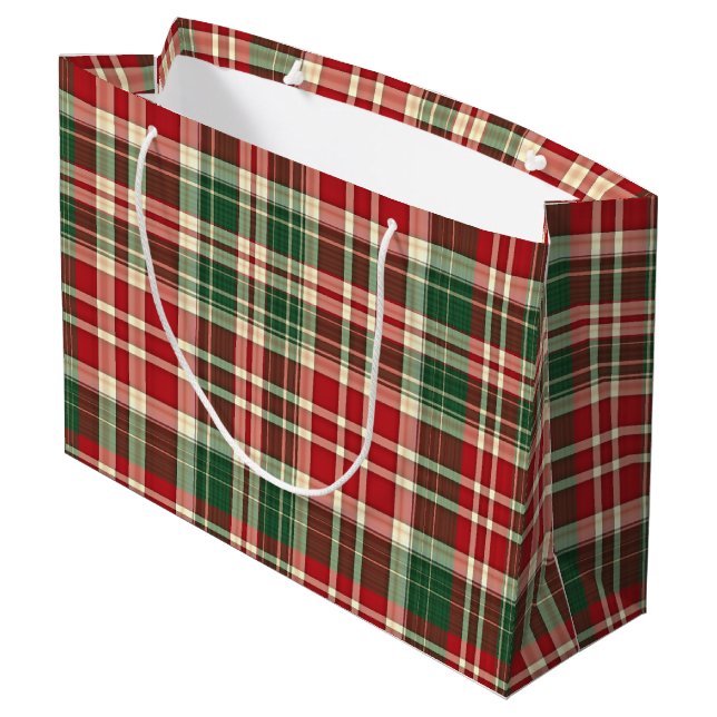Christmas Plaid 01-GIFT BAG L (Back Angled)