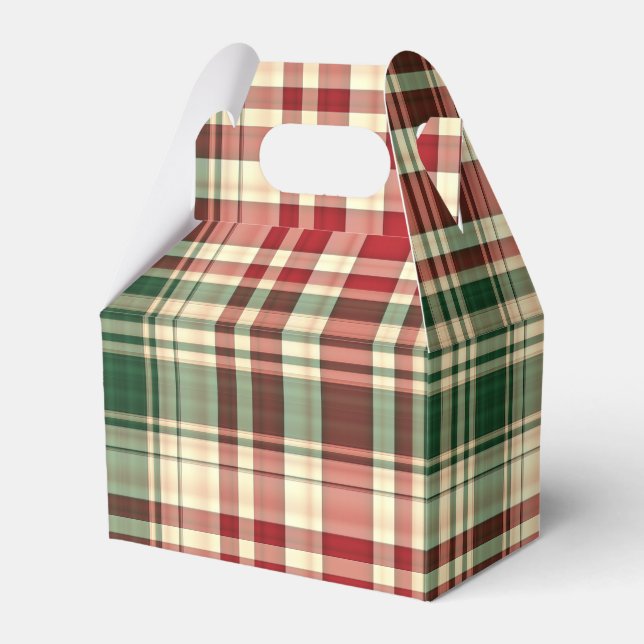 Christmas Plaid 06-PARTY FAVOR BOX, gable Box (Front Side)
