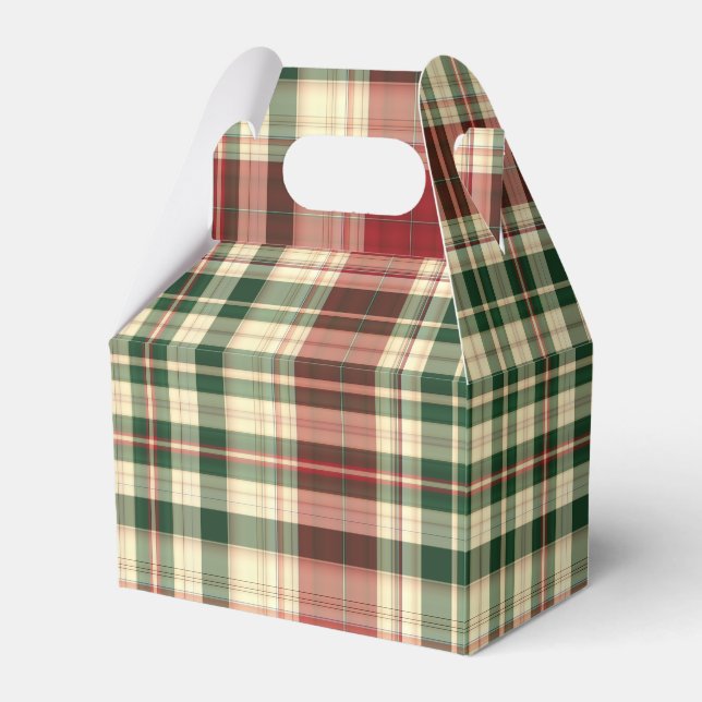 Christmas Plaid 14-PARTY FAVOR BOX, gable Box (Front Side)