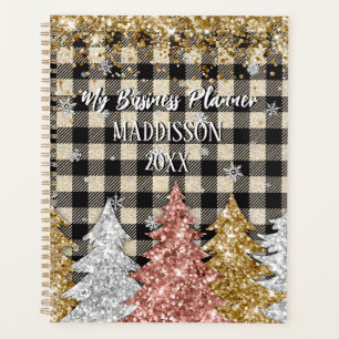 Christmas Plaid And Glitter Name Planner