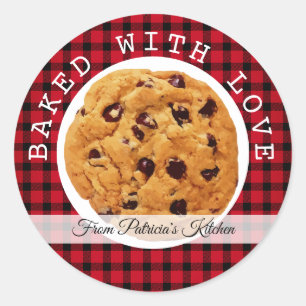 Christmas Plaid Baked With Love Cookies Classic Round Sticker
