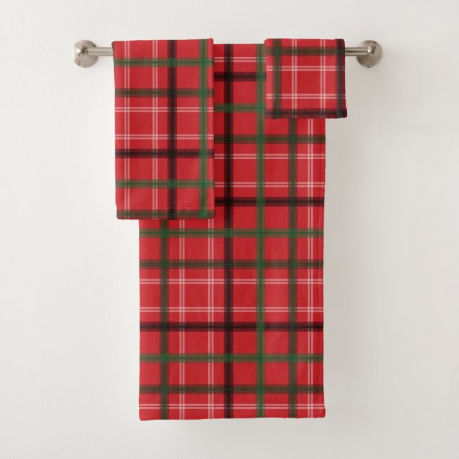Christmas plaid bath towel set (Insitu)