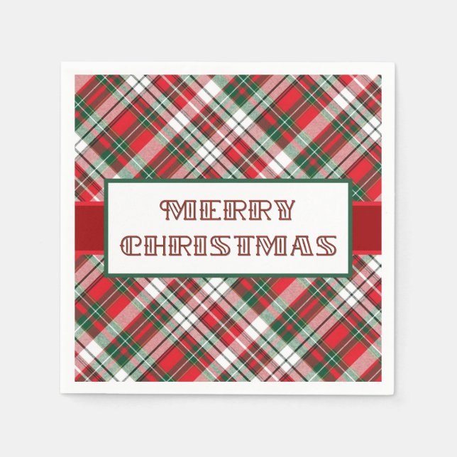 Christmas Plaid Bright with Merry Christmas Napkin (Front)