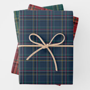 Christmas plaid colorful coordinating holiday wrapping paper sheet