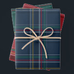 Christmas plaid coordinating red navy green wrapping paper sheet<br><div class="desc">A bold modern take on a classic holiday plaid makes this wrapping paper set perfect way for both traditional and unconventional gift givers. The classic navy blue, red and green plaids complement each other and also coordinate with the Lea Delaveris Design Merry & Bright Plaid holiday collection of cards, gifts...</div>