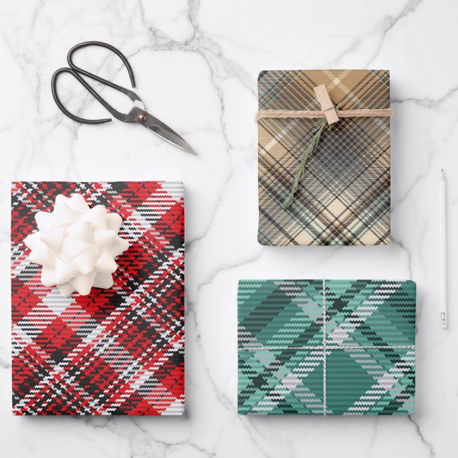 Christmas plaid coordinating wrapping paper sheet (Front)