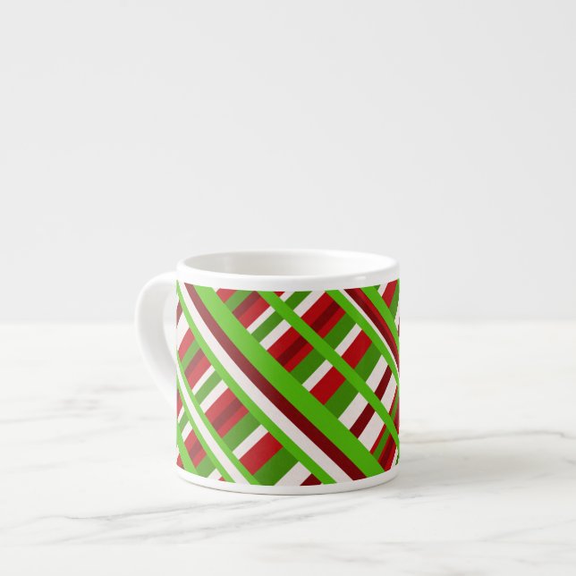 Christmas Plaid Diagonal Espresso Cup (Front Left)
