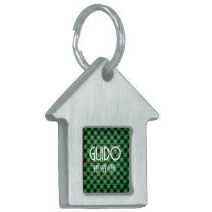 Christmas Plaid Dog Name ID Tag, Custom Collars Pet ID Tag