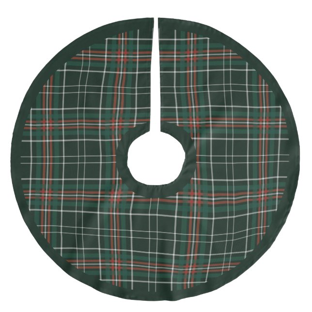 Christmas Plaid Forest Green Red White Pattern Brushed Polyester Tree Skirt (Front)